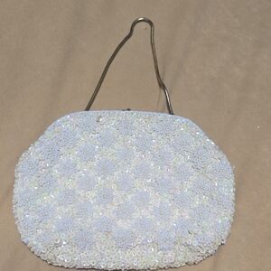 Chic White Sequin Clutch
